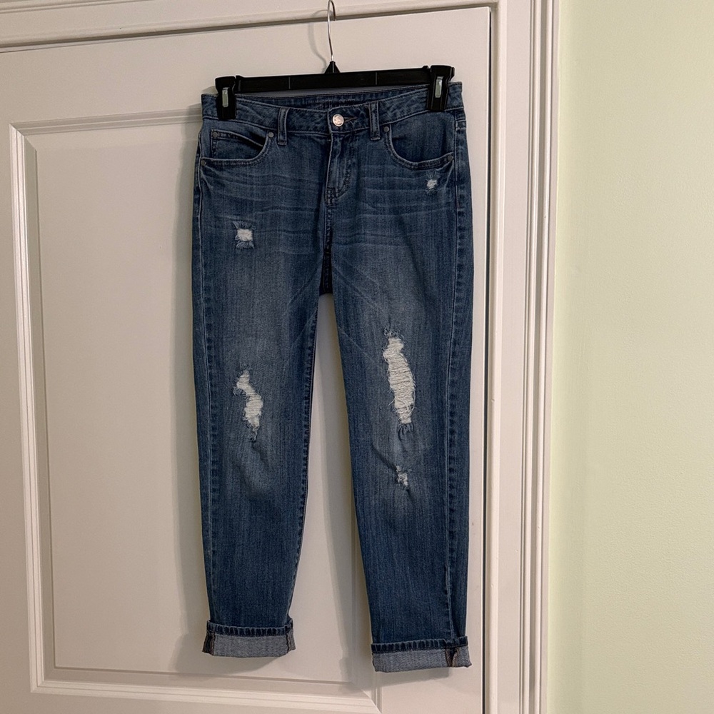 Jennifer Lopez Blue Distressed Boyfriend Jeans